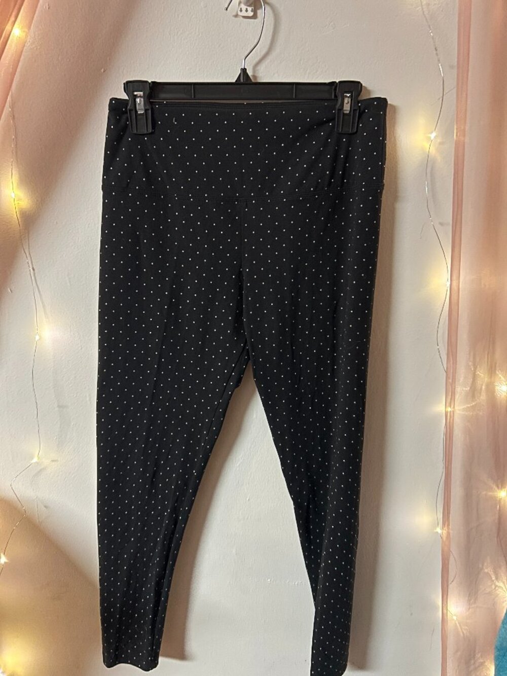 Intro Love the Fit Black Polka Dot Tummy Control Leggings Petite Medium